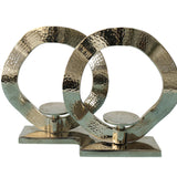 Double Ring Silver candle Stand